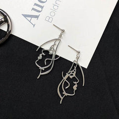 Punk Human Face Drop Earrings For Women Retro Abstract Hollow out Statement Hand Metal Fashion Dangle Earring Jewelry - dealskart.com.au