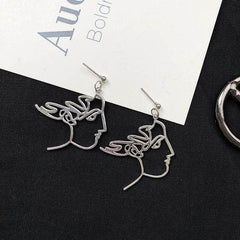 Punk Human Face Drop Earrings For Women Retro Abstract Hollow out Statement Hand Metal Fashion Dangle Earring Jewelry - dealskart.com.au