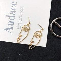 Punk Human Face Drop Earrings For Women Retro Abstract Hollow out Statement Hand Metal Fashion Dangle Earring Jewelry - dealskart.com.au