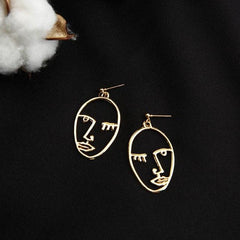 Punk Human Face Drop Earrings For Women Retro Abstract Hollow out Statement Hand Metal Fashion Dangle Earring Jewelry - dealskart.com.au