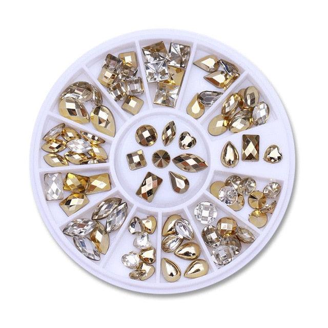 3D Glitter Rhinestone Nail Art Crystals - 12 Boxes/ Set - dealskart.com.au