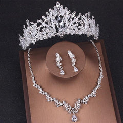 George Black Crystal Studded Necklace Set with Tiara - dealskart.com.au