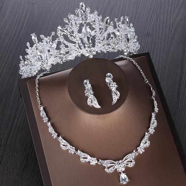 George Black Crystal Studded Necklace Set with Tiara - dealskart.com.au