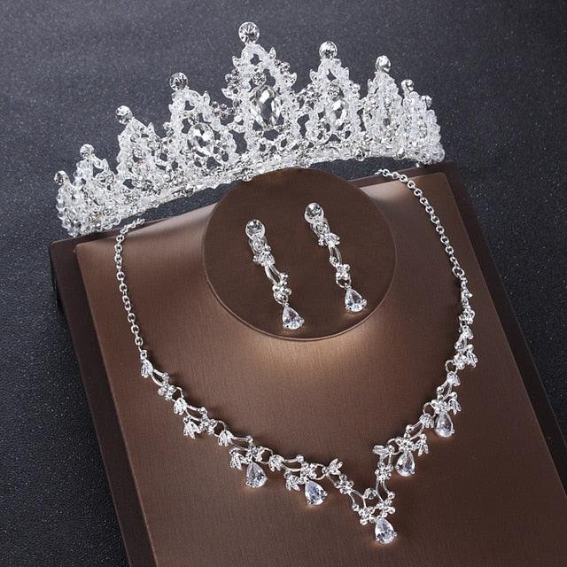 George Black Crystal Studded Necklace Set with Tiara - dealskart.com.au