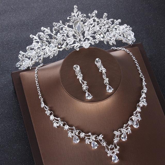 George Black Crystal Studded Necklace Set with Tiara - dealskart.com.au