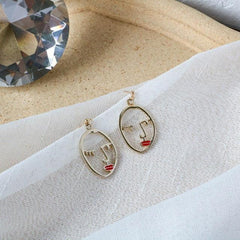 Punk Human Face Drop Earrings For Women Retro Abstract Hollow out Statement Hand Metal Fashion Dangle Earring Jewelry - dealskart.com.au