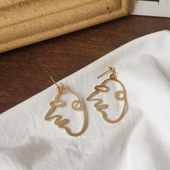 Punk Human Face Drop Earrings For Women Retro Abstract Hollow out Statement Hand Metal Fashion Dangle Earring Jewelry - dealskart.com.au