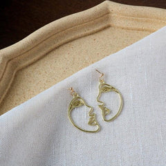 Punk Human Face Drop Earrings For Women Retro Abstract Hollow out Statement Hand Metal Fashion Dangle Earring Jewelry - dealskart.com.au