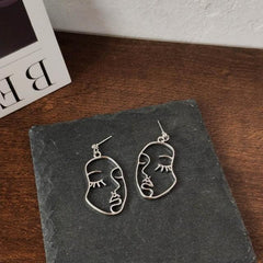 Punk Human Face Drop Earrings For Women Retro Abstract Hollow out Statement Hand Metal Fashion Dangle Earring Jewelry - dealskart.com.au