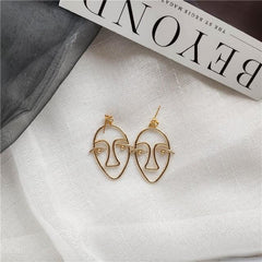 Punk Human Face Drop Earrings For Women Retro Abstract Hollow out Statement Hand Metal Fashion Dangle Earring Jewelry - dealskart.com.au