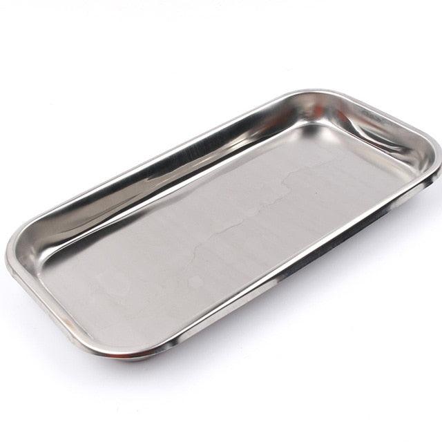 1PC Stainless Steel Cosmetic Storage Tray Nail Art Equipment Plate Doctor Surgical Dental Tray False Nails Dish Tools - dealskart.com.au