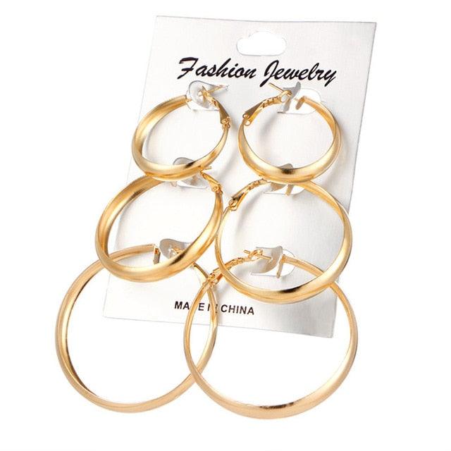 Oversize Hoop Earrings Set Gold Color Round Circle Women's Earrings DIY 2020 Brincos Statement Jewelry - dealskart.com.au