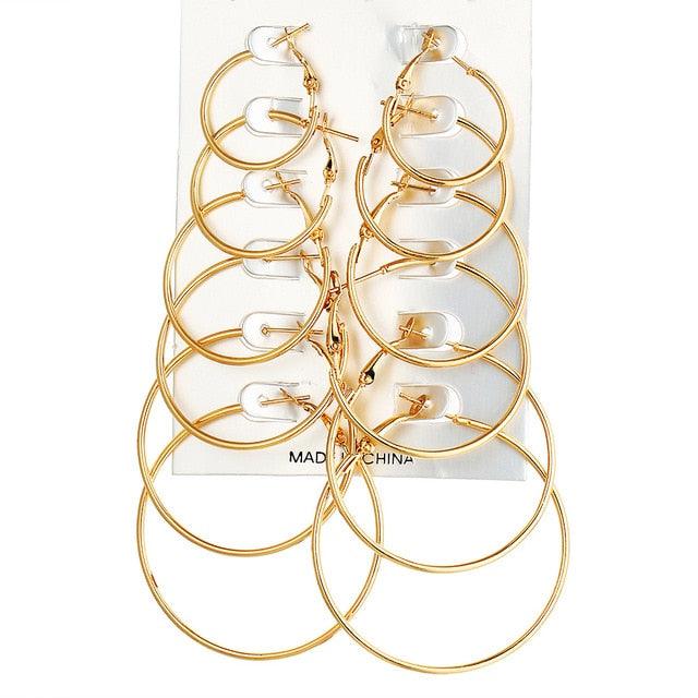 Oversize Hoop Earrings Set Gold Color Round Circle Women's Earrings DIY 2020 Brincos Statement Jewelry - dealskart.com.au