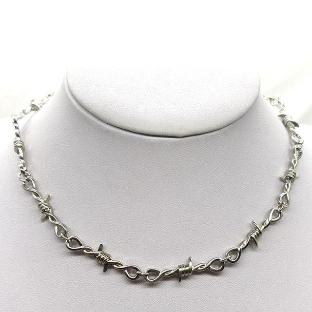 Small wire Brambles Iron Unisex Choker Necklace Women Hip-hop Gothic Punk Style Barbed Wire Little thorns Chain Choker Gifts - dealskart.com.au