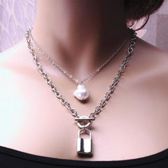 KMVEXO Fashion 2 Layers Pearls Geometric Pendants Necklace - dealskart.com.au