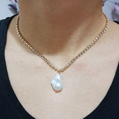 KMVEXO Fashion 2 Layers Pearls Geometric Pendants Necklace - dealskart.com.au