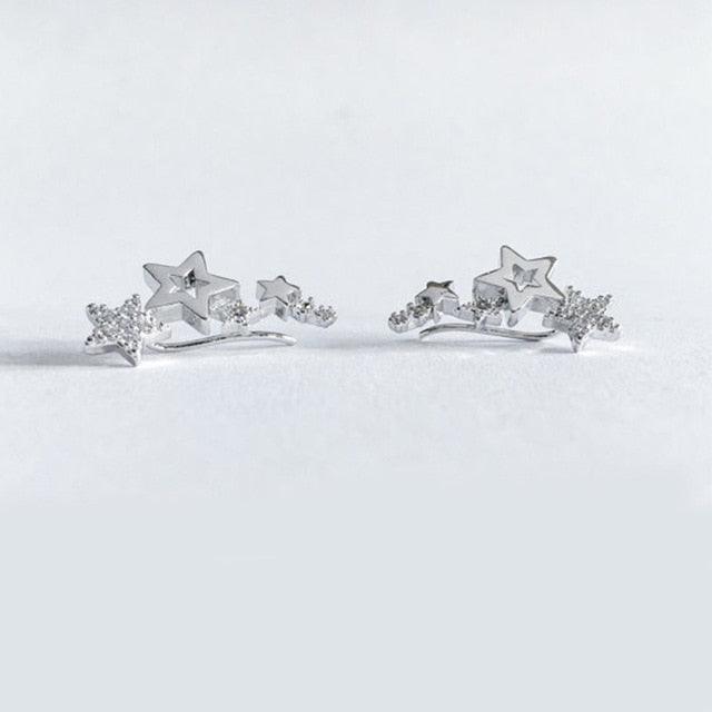 Huitan Hot Selling Simple Stylish Star Women Drop Earrings Shiny White Zircon Exquisite Versatile Female Earring Fashion Jewelry - dealskart.com.au