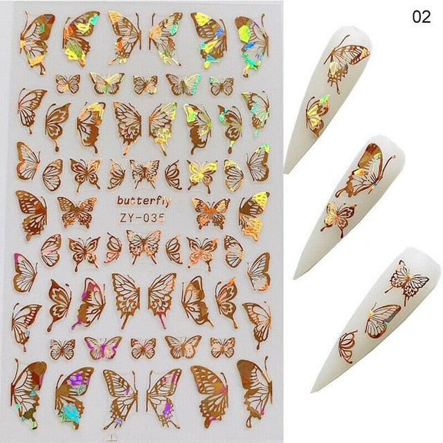 1 Pc Holographic Butterfly Nail Art Adhesive Stickers - dealskart.com.au