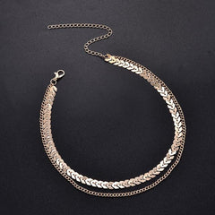 Fashion Women Lady Elegant V Sequins Chain Necklace Bib Party Double Layer Necklace Jewelry Choker Necklace - dealskart.com.au