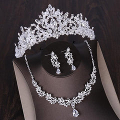 George Black Crystal Studded Necklace Set with Tiara - dealskart.com.au