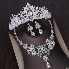 George Black Crystal Studded Necklace Set with Tiara - dealskart.com.au