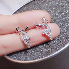 New Creative Christmas Ornaments Stylish Christmas Elk Crystal Deer Stud Earrings Women Fashion Jewelry Gift Christmas Ornaments - dealskart.com.au