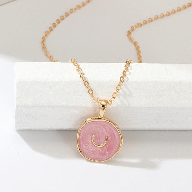 New Fashion Necklace Alloy Drop Oil Love Heart Moon Lightning Necklaces Elegant Cute Round Party Gift Jewelry For Women - dealskart.com.au