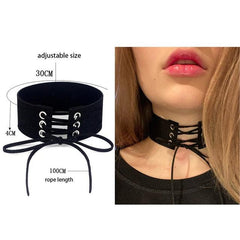 Sexy Trendy Vintage Charm Round Gothic Collar Necklaces Jewelry Gift Gothic Leather Heart Harajuku Women Punk Choker Necklace - dealskart.com.au