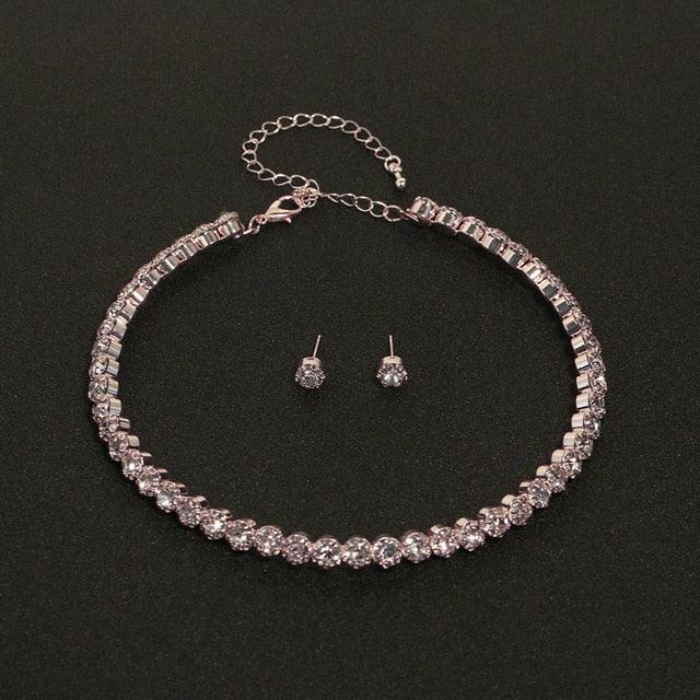 Women's Rhinstone Crystal Studded Charming Necklace Set - dealskart.com.au