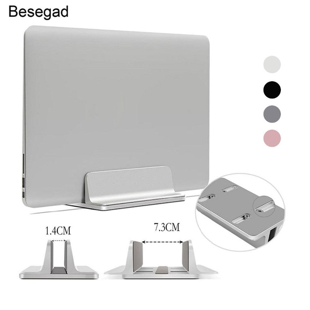 Besegad Vertical Adjustable Laptop Stand Aluminium Portable Notebook Mount Support Base Holder for MacBook Pro Air Accessory - dealskart.com.au