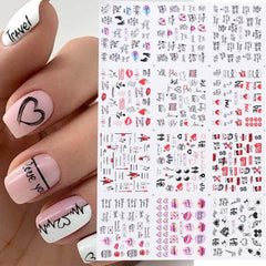 12 Pcs Manicure Love Nail Decoration Water Sticker - dealskart.com.au