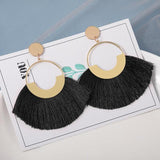 Fashion Bohemian Tassel Earrings for Women Cotton Silk Fabric Long Fringe Drop Dangle Earrings 2023 Party Female Jewelry - dealskart.com.au