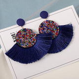 Fashion Bohemian Tassel Earrings for Women Cotton Silk Fabric Long Fringe Drop Dangle Earrings 2023 Party Female Jewelry - dealskart.com.au