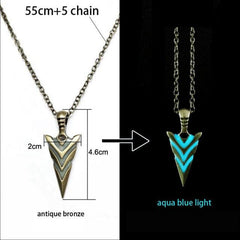 Luminous Glowing Arrow Pendant Necklace Knight Spear Necklace Glow In The Dark Pike Necklace for Women Men Halloween Gift - dealskart.com.au