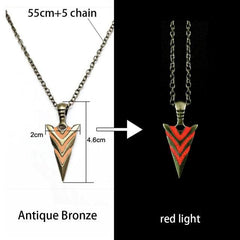 Luminous Glowing Arrow Pendant Necklace Knight Spear Necklace Glow In The Dark Pike Necklace for Women Men Halloween Gift - dealskart.com.au