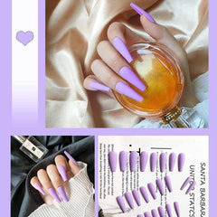 24pcs/box Full Cover fake Press on Nails Matte Yellow Pure Acrylic Frosted Ballerina acrylic for nails for Women and Girls - dealskart.com.au