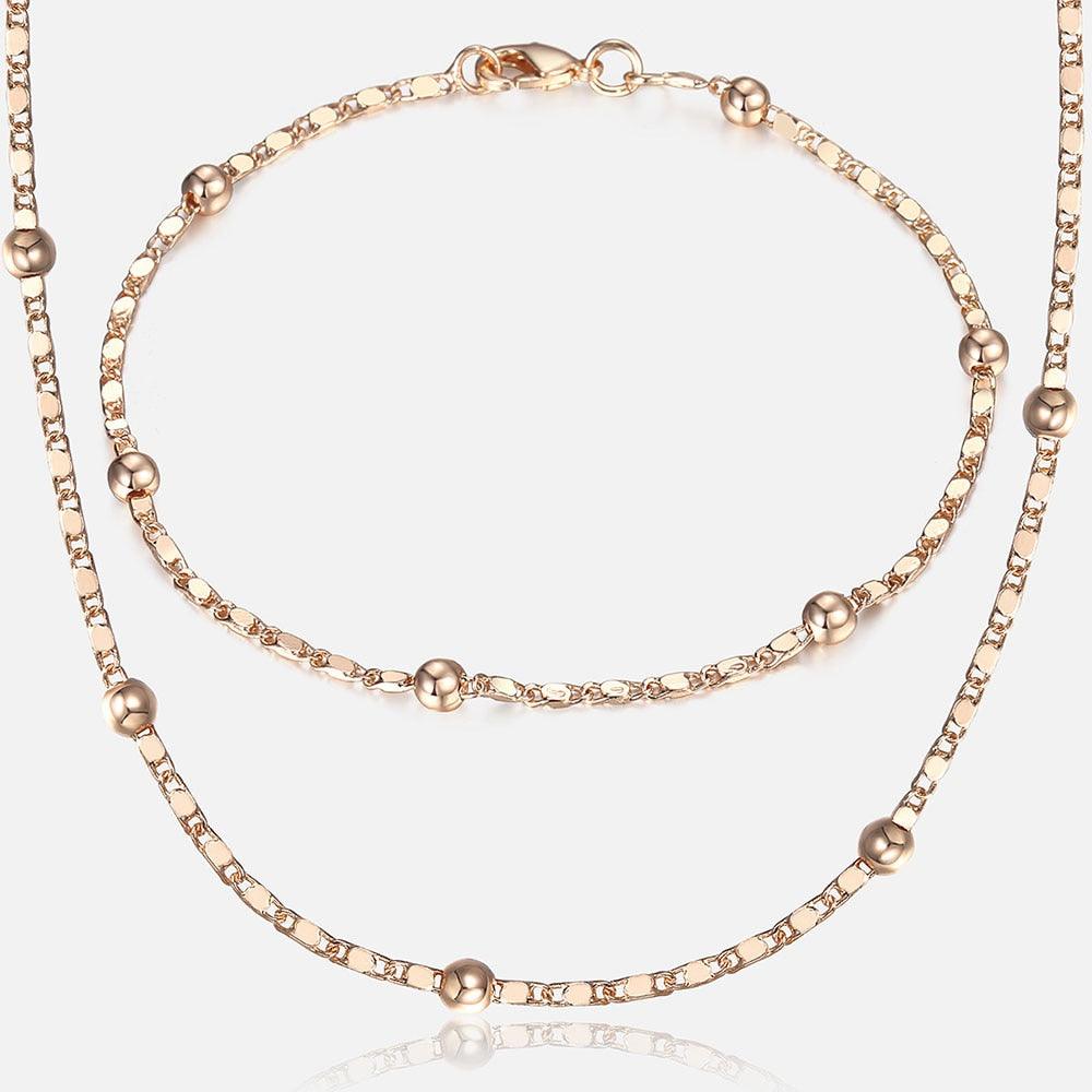 Trendsmax Women's Rose Gold Necklace and Bracelet Set - dealskart.com.au