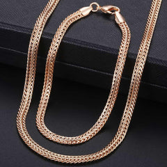 Davieslee Women's Rose Gold Braided Chain Necklace Set - dealskart.com.au