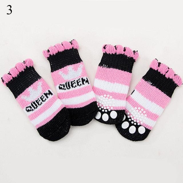 Pet Accessories- 4PCs Cute Print Soft Pet Knit Socks - dealskart.com.au