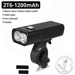 Built-In 5200mAh Bicycle Light L2/T6 USB Rechargeable Power Bank Bright 3Modes Bike Light Waterproof Headlight Bike Accessories - dealskart.com.au