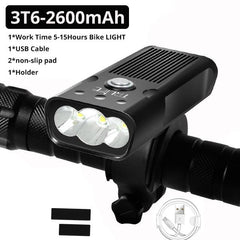 Built-In 5200mAh Bicycle Light L2/T6 USB Rechargeable Power Bank Bright 3Modes Bike Light Waterproof Headlight Bike Accessories - dealskart.com.au