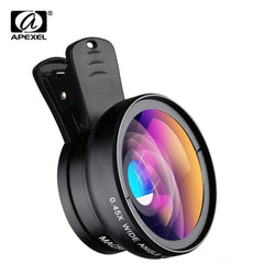 APEXEL 2 in 1 HD Camera Lens 0.45x Super Wide Angle&12.5x Macro Mobile Lens phone lens For iPhone 11 Xiaomi Samsung - dealskart.com.au