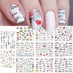 12 Pcs Manicure Love Nail Decoration Water Sticker - dealskart.com.au