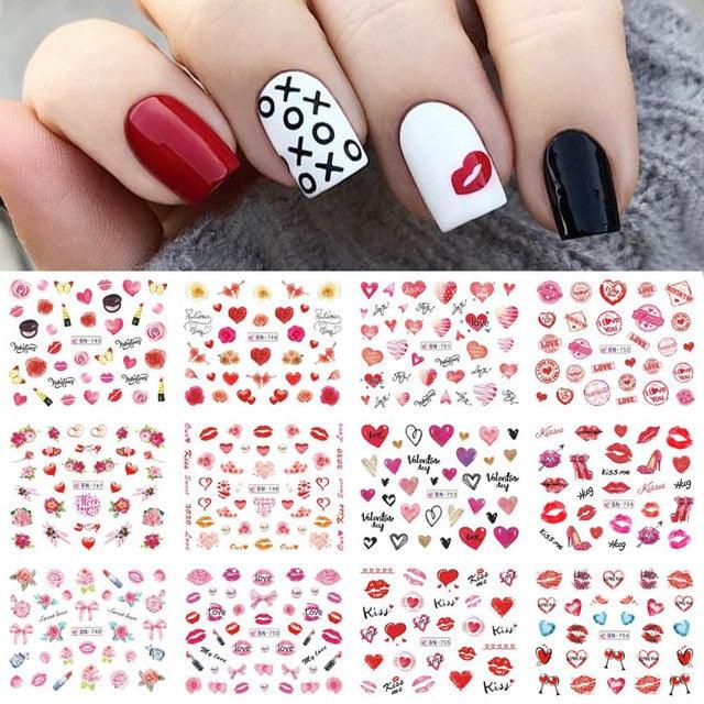 12 Pcs Manicure Love Nail Decoration Water Sticker - dealskart.com.au