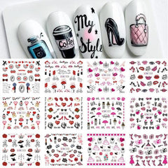 12 Pcs Manicure Love Nail Decoration Water Sticker - dealskart.com.au