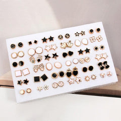 36Pairs/18pairs Earrings Mixed Styles Rhinestone Sun Flower Geometric Animal Plastic Stud Earrings Set For Women Girls Jewelry - dealskart.com.au