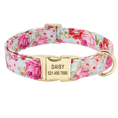 Cute Floral Prints Engravable Dog Collar Belts - dealskart.com.au