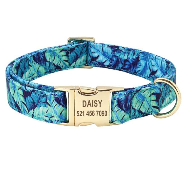 Cute Floral Prints Engravable Dog Collar Belts - dealskart.com.au