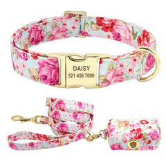 Cute Floral Prints Engravable Dog Collar Belts - dealskart.com.au