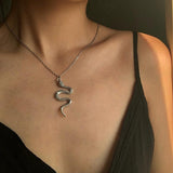 Snake Necklace New Animal Snake Dangle Women Pendant Necklace Minimalist Style Alloy Trendy Female Birthday Jewelry Gift Party - dealskart.com.au